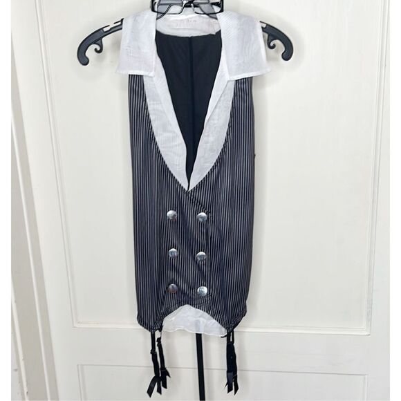 Dreamgirl Working Late Role Play Pinstripes Bustier Set One Size - Picture 1 of 7